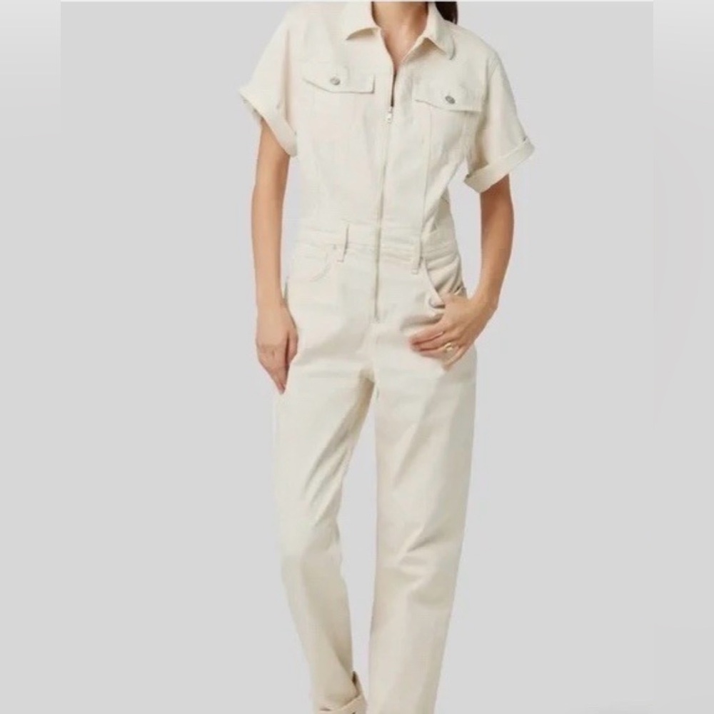HUDSON Short Sleeve Ivory Denim Jumpsuit